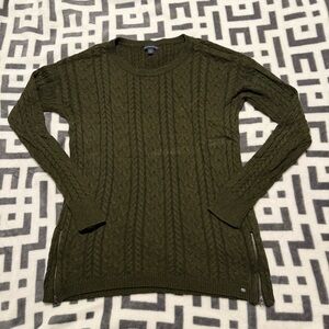 American Eagle Outfitters Green Cable Knit Sweater